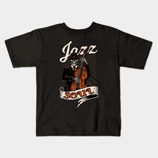 Jazz Soul Bass Musician Kids T-Shirt by Foxxy Merch